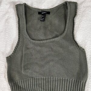 Forever 21 Sage Green Ribbed Tank Top